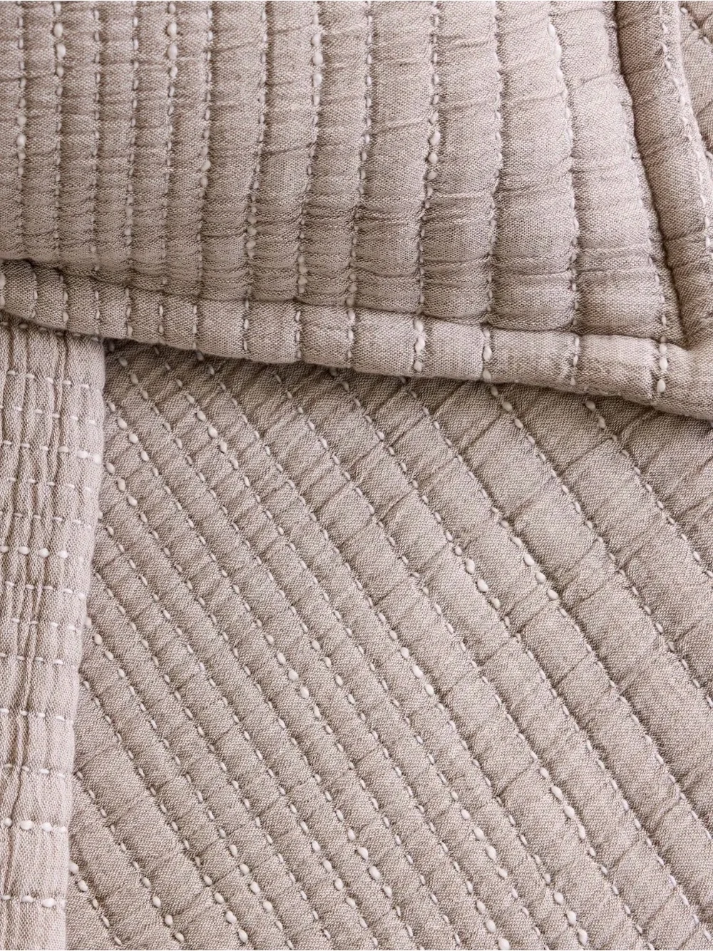 NWOT Organic Cotton Taupe Channel Stitched Sham Set - Retail $45